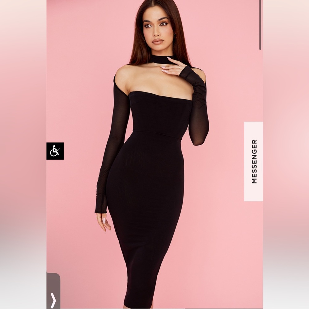 Black Mesh Corset Midi Dress